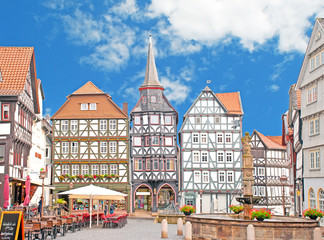 Hübsche Fachwerkhäuser am Marktplatz von Fritzlar