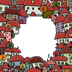 City sketch frame, seamless pattern for your design