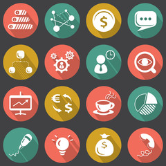 flat business and financial icons set