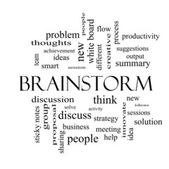 Brainstorm Word Cloud Concept in black and white