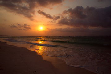 sunset over the Carribean sea