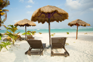 chairs and umbrellas on the beach