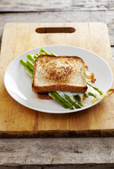 Asparagus with egg and bread