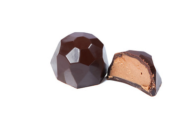 Appetizing chocolate candy isolated on white