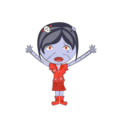 cartoon happy zombie girl Cute doodles drawings