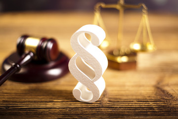 Judge gavel, Paragraph sign symbol 