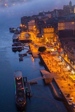 embankment in  old town of Porto, Portugal