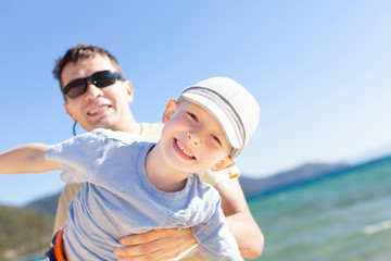 family at lake vacation