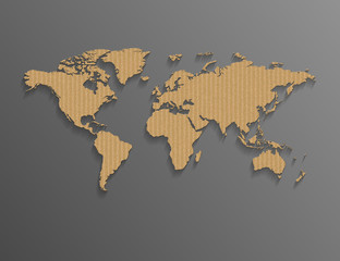 Fototapeta na wymiar World map with cardboard. paper design.
