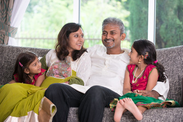 happy indian family enjoying quality time at home indoor