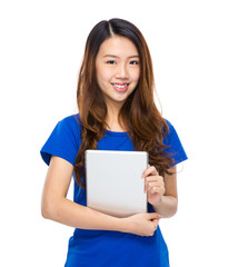 Chinese female with tablet