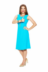 woman full body portrait  thumb up show