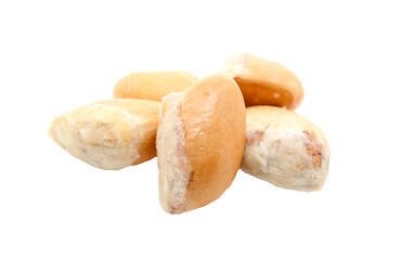 Durian seeds, an asian tropical fruit isolated on white