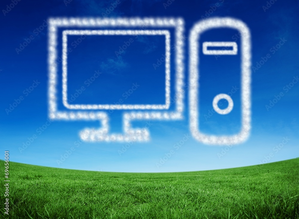 Aufkleber Composite image of cloud in shape of computer