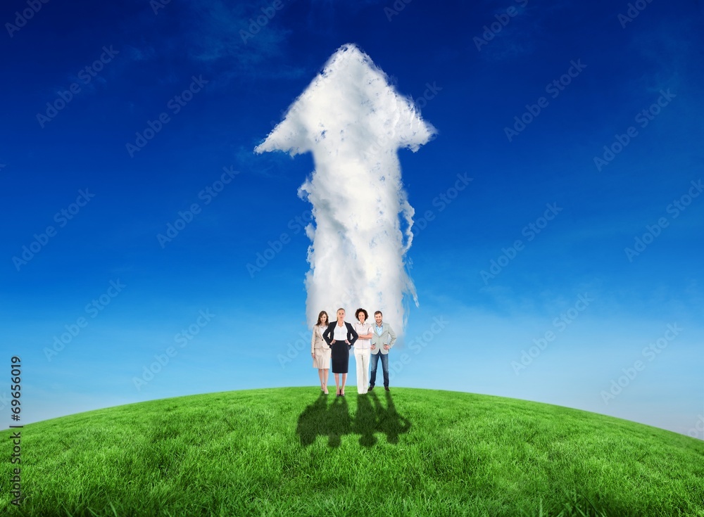 Poster composite image of business team looking at camera