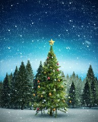 Composite image of christmas tree