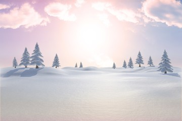 Fototapeta premium Snowy landscape with fir trees