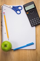 Students table with school supplies
