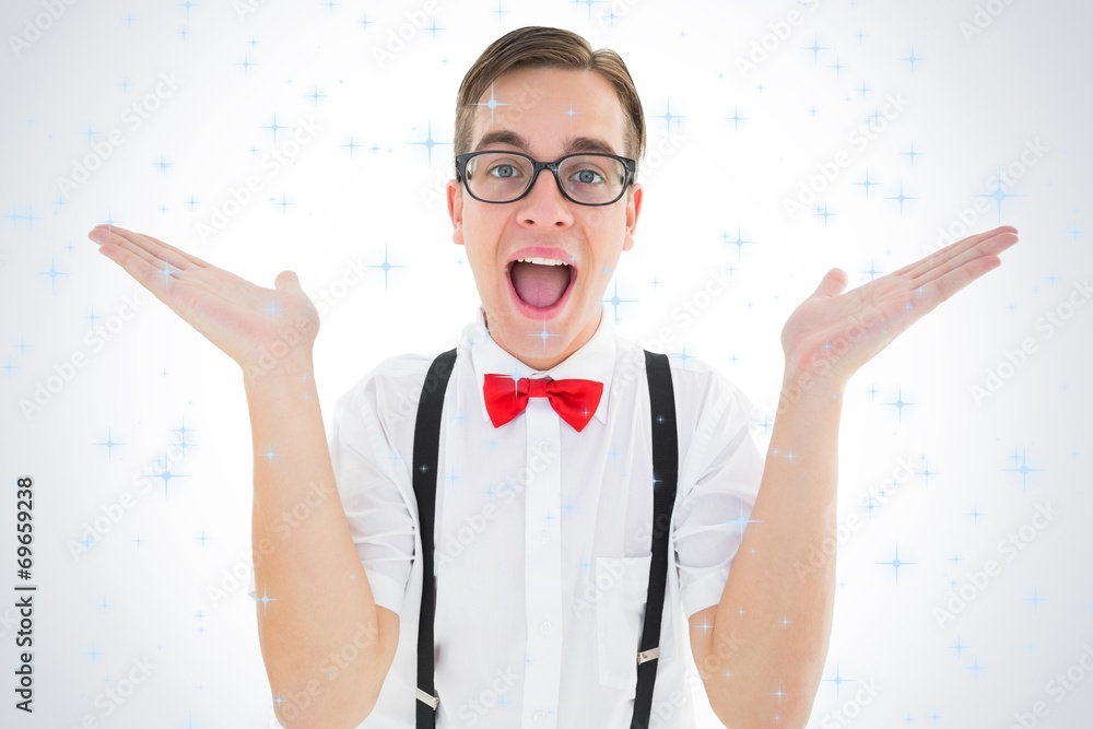Aufkleber composite image of geeky young hipster smiling at camera