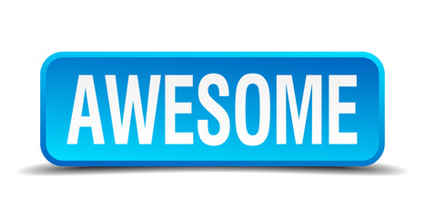 awesome blue 3d realistic square isolated button