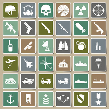 Military icons Sticker set