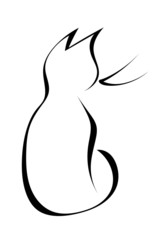 Black silhouette of a sitting cat