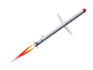 Flying cruise missile on a white background