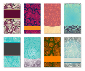 collection of colorful floral ornamental business card element