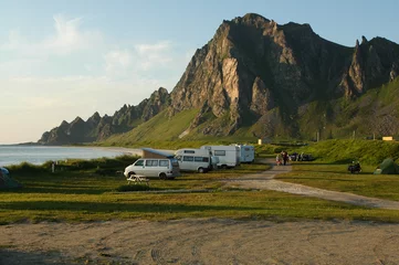 Fotobehang Polar night, camping in Norway © Irina