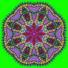 Circle lace ornament, round ornamental geometric doily pattern