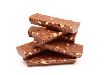 Chocolate pieces with nuts