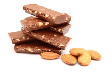 Chocolate pieces and almonds