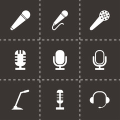 Vector black microphone icons set