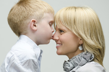 mom and son. emotional portrait