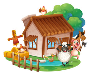 Animals and cottage