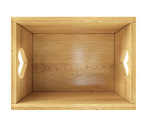 empty wooden box isolated on white with heart holders