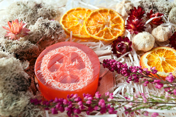 Background of spa with dried fruits