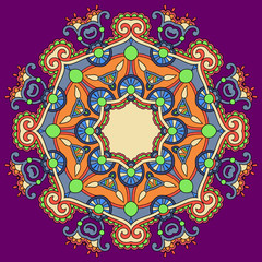 Circle lace ornament, round ornamental geometric doily pattern
