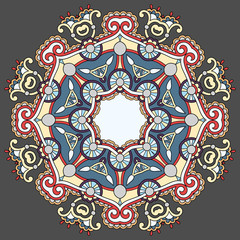 Circle lace ornament, round ornamental geometric doily pattern