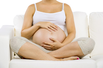 Fototapeta na wymiar Unrecognizable pregnant woman
