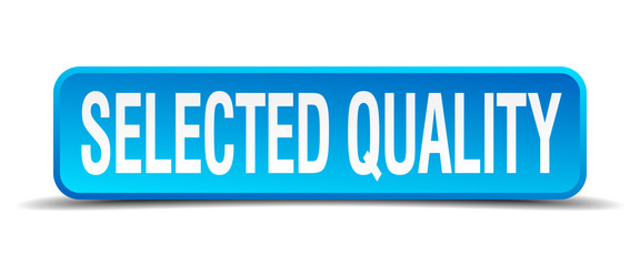 selected quality blue 3d realistic square isolated button
