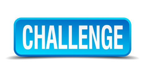 challenge blue 3d realistic square isolated button