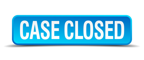 case closed blue 3d realistic square isolated button