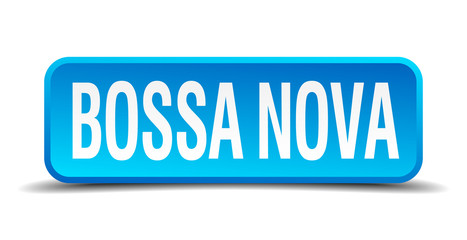 Bossa nova blue 3d realistic square isolated button