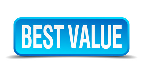 best value blue 3d realistic square isolated button