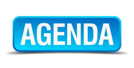Agenda blue 3d realistic square isolated button