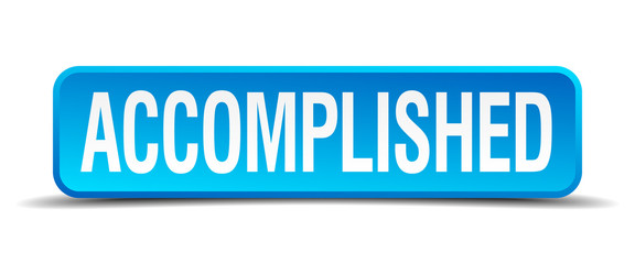 accomplished blue 3d realistic square isolated button