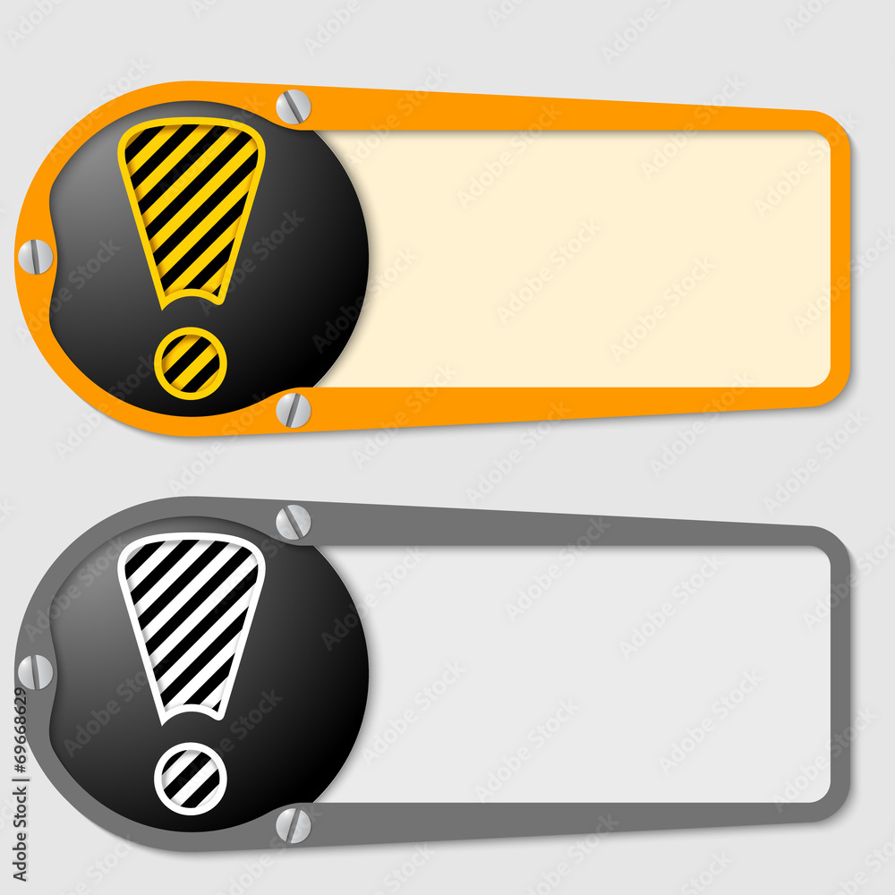 Poster set of two boxes for any text with exclamation mark