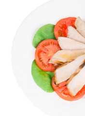 Meat salad with vegetables.