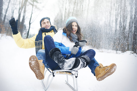 Sledding in winter make us happy